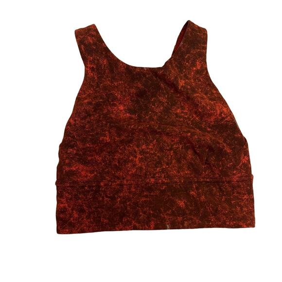 Lululemon Wunder Train High Neck Red Tie Dye Sports Bra Size Women's 2 - Picture 1 of 2